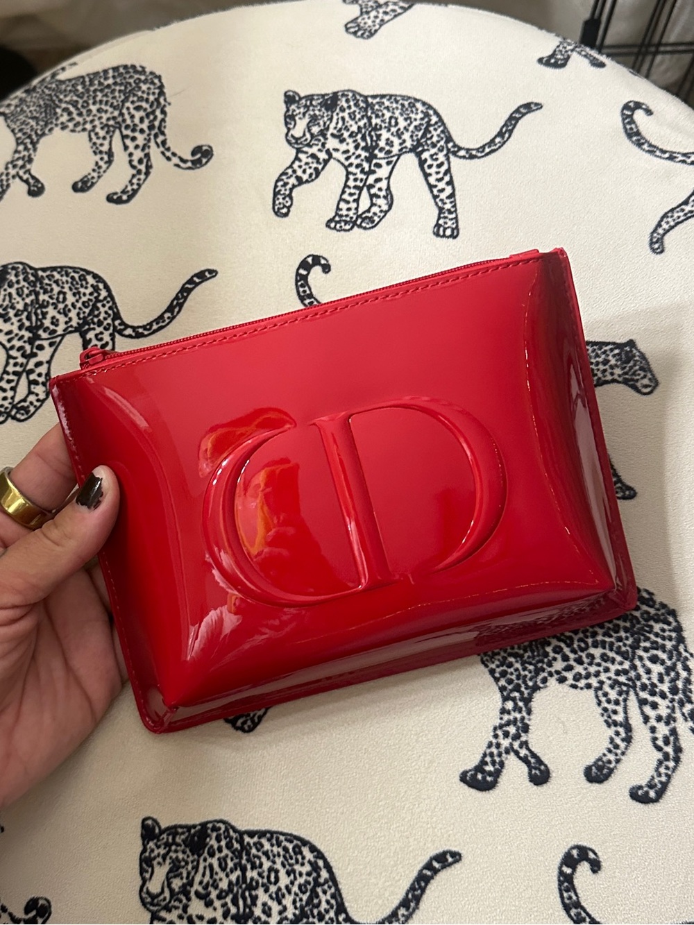 Dior Red Patent CD mini clutch / makeup bag